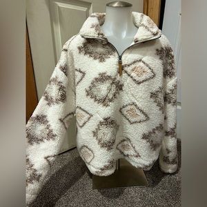 Aztec Sherpa Pullover with Zipper - size small